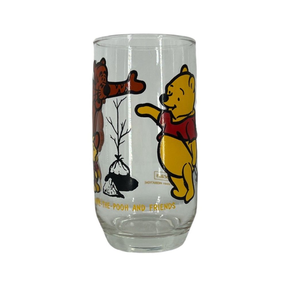 Sears Disney Glass 1970s Winnie the Pooh and Friends Tigger Eyeore dinking cup